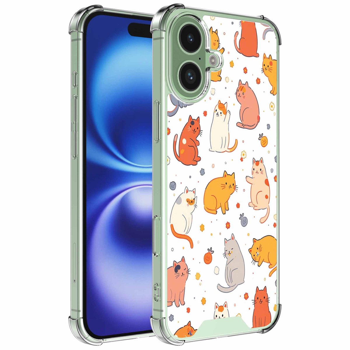 Smartphonica Geschikt voor iPhone 16 Telefoonhoesje met Poezen opdruk opdruk - Draadloos op te laden - Shockproof Siliconen TPU Strong Case - Sterk Schokbestendig Telefoonhoesje geschikt voor iPhone 16