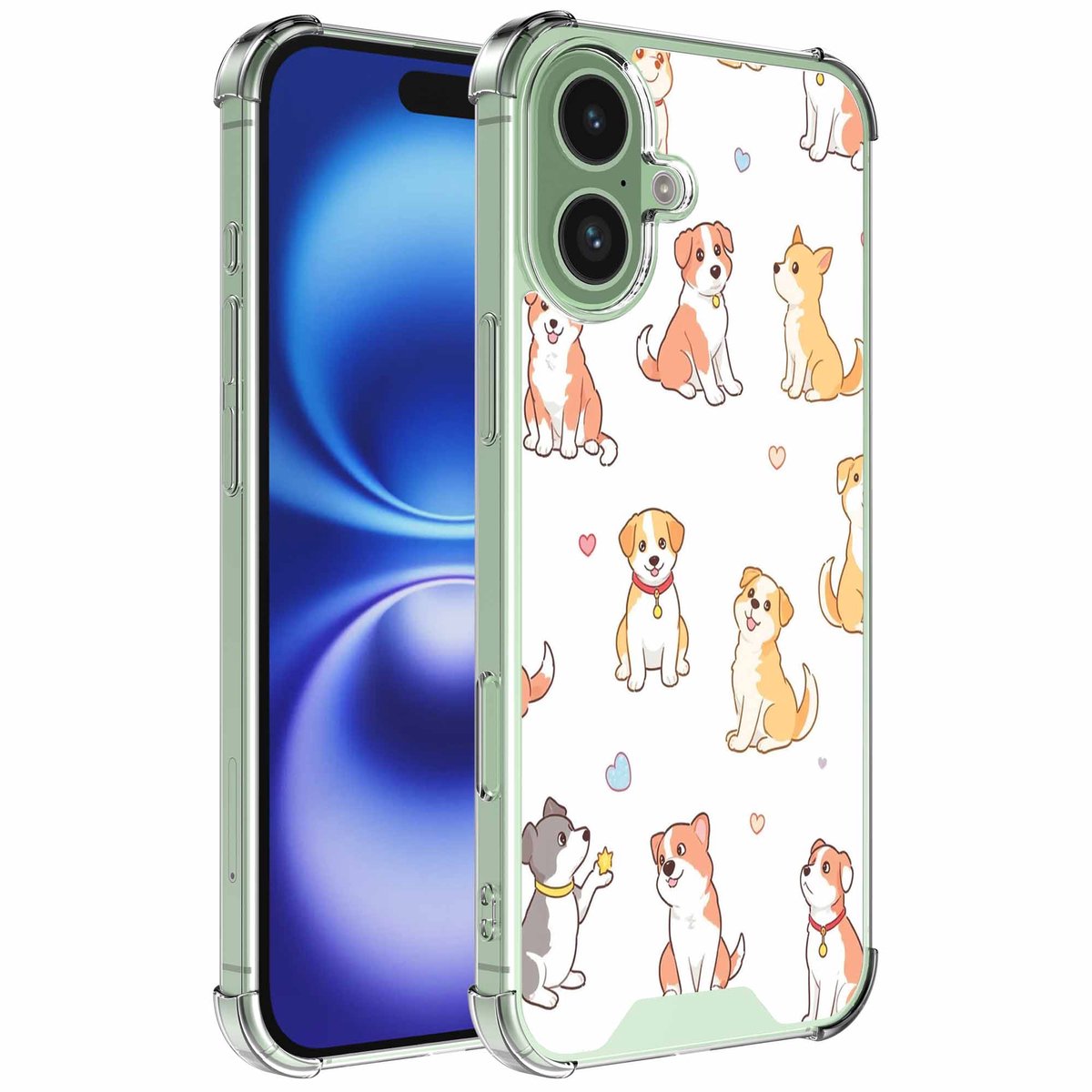 Smartphonica Geschikt voor iPhone 16 Telefoonhoesje met Honden opdruk - Draadloos op te laden - Shockproof Siliconen TPU Strong Case - Sterk Schokbestendig Telefoonhoesje geschikt voor iPhone 16
