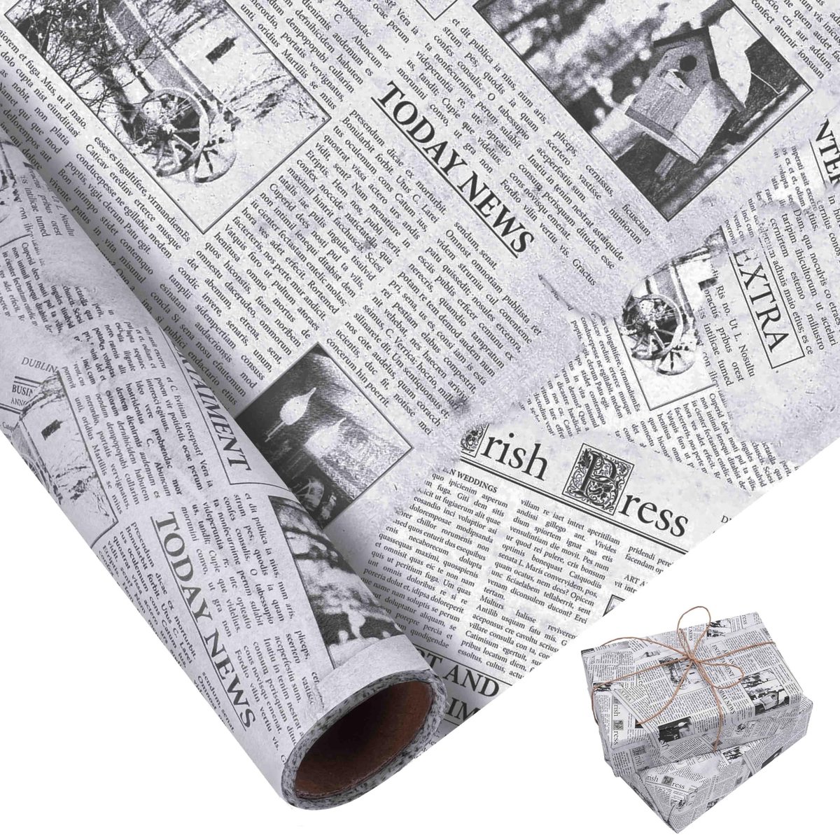 Solidchoice - Vintage Cadeau Inpakpapier met Krantenprint