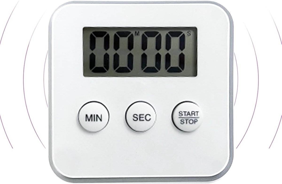 longziming - Digitale Keukenwekker - Keuken Timer - Magnetische Countdown Timer - Groot LCD Display - Met Alarmfunctie - Compact en Draagbaar - Voor Koken Bakken Kantoor en Studie - Wit - 1 Stuk