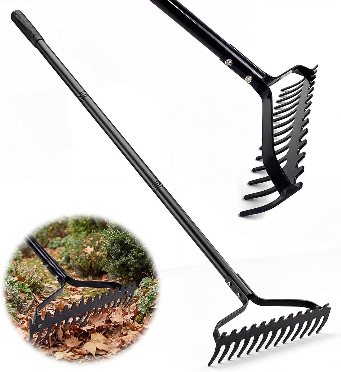 Tuinhark 14 tanden - Betonhark Bodemhark - Bodem Losmaken - Duurzame staallegering - 145 cm steel - Zwart