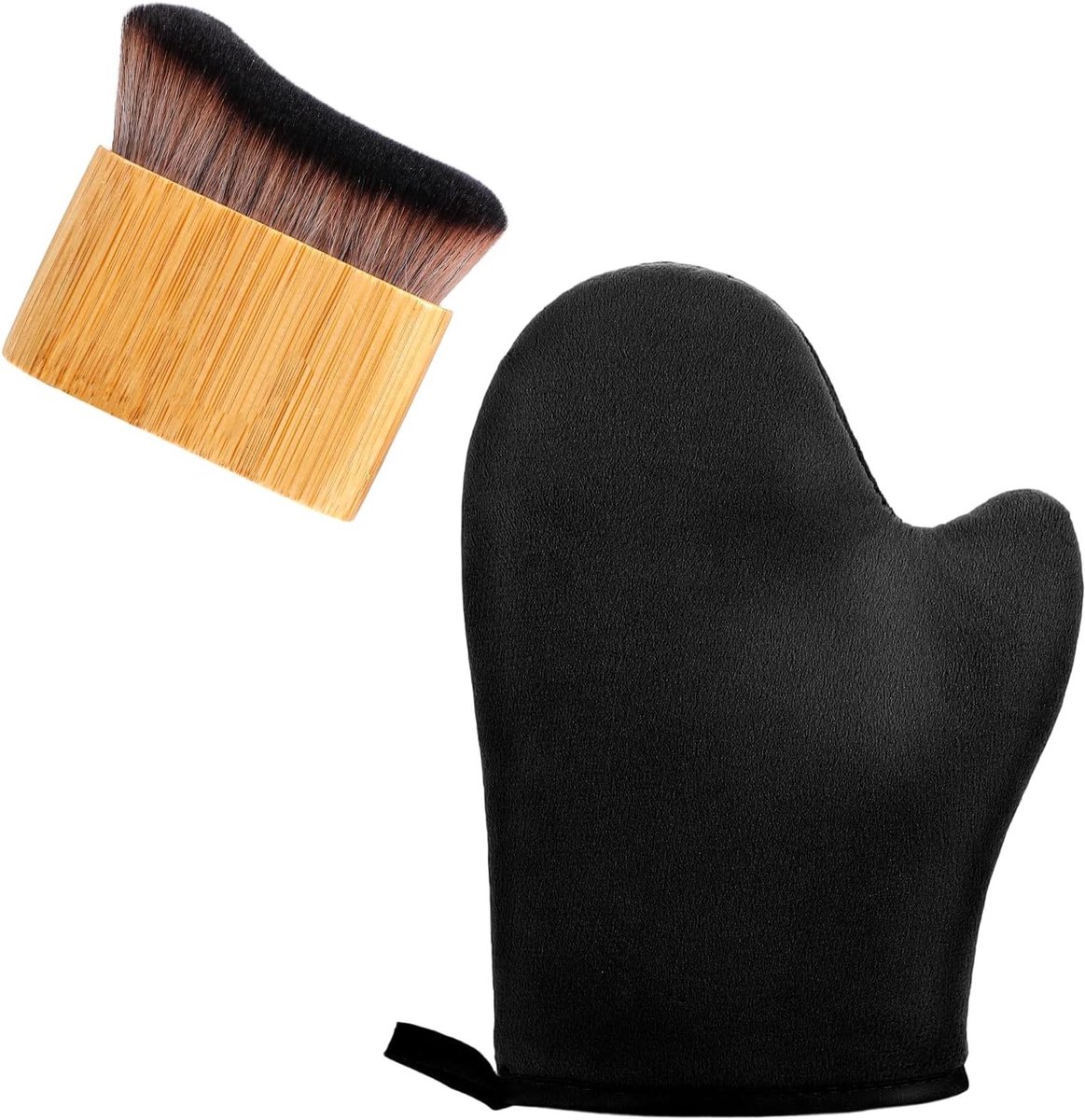 2 in 1 Stripe Free Tanning Handset - Zelfbruinende Handschoen en Borstel, Herbruikbare Applicator Kit voor Lichaamslotion en Mousse, Perfect voor een Egale Tan