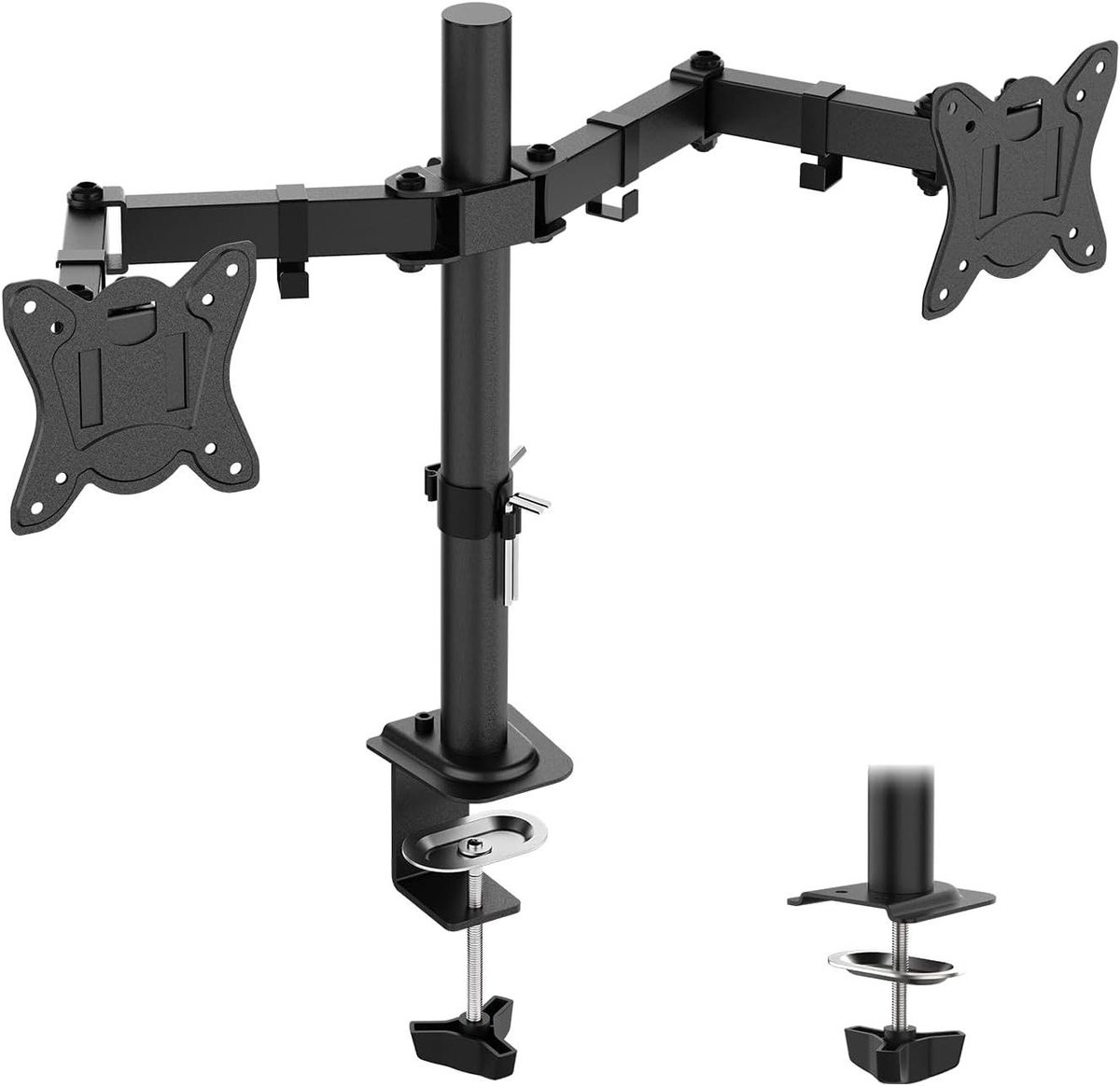 Dubbele Monitorarm - Monitorstandaard - Ergonomisch Werken - In Hoogte Verstelbaar - Tot 27 inch - Zwart