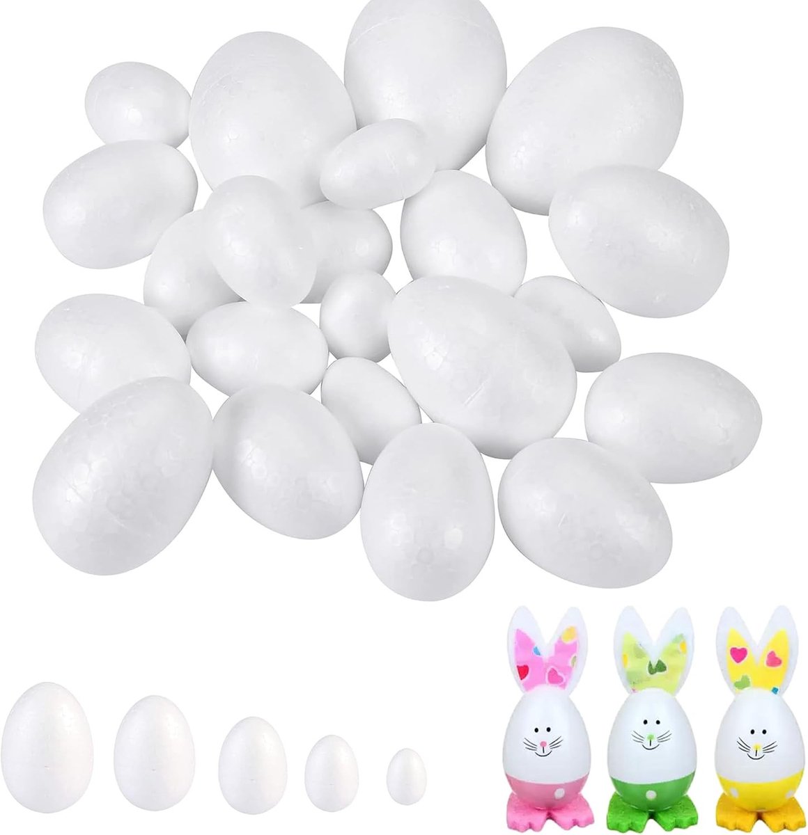 Set van 100 Styrofoam Ballen voor Creatieve Projecten, 5 Verschillende Maten, Ideaal voor Knutselen, Schoolprojecten en Decoraties