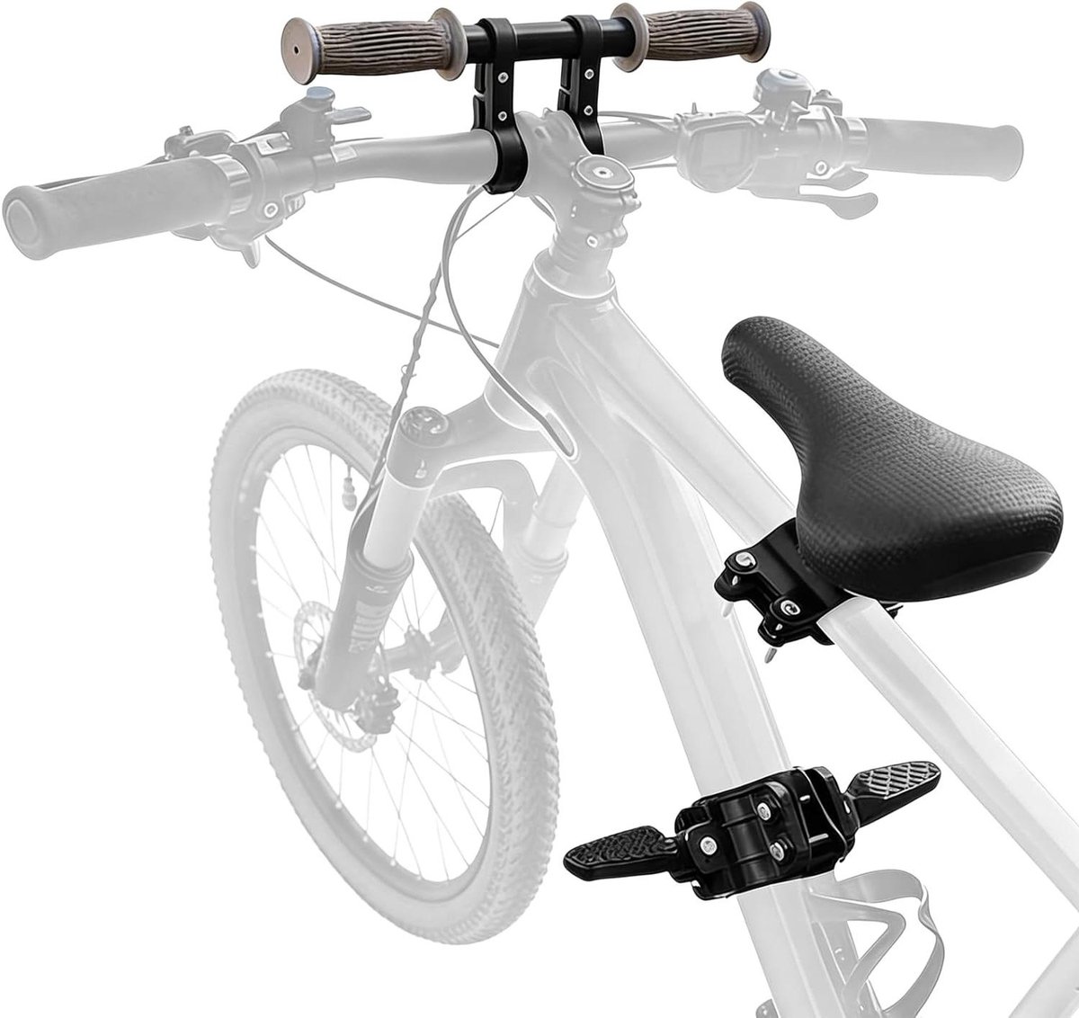 Kinder Fietsstoel - Voorzitje Fiets - Samen Fietsen - Verstelbaar & Veilig - Universeel - Zwart