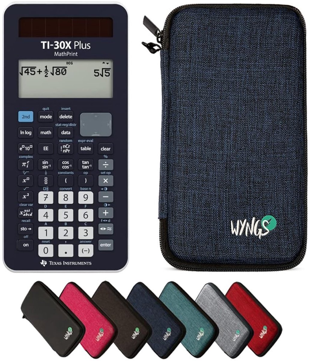 Solidchoice - TI-30X Plus MathPrint Wetenschappelijke Rekenmachine met Beschermtas