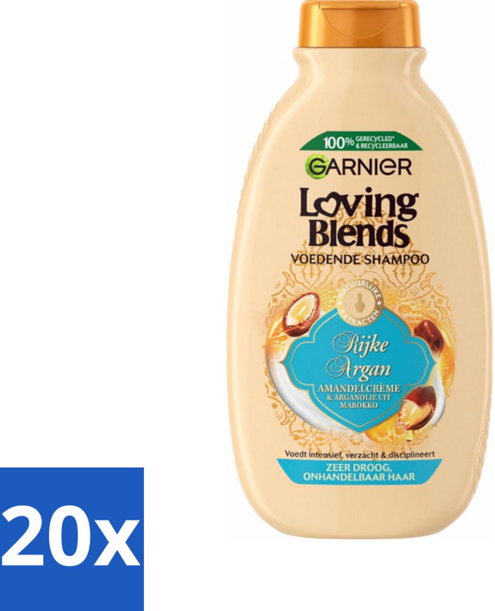 20 x Garnier Loving Blends Rijke Argan Shampoo 300 ml - Argan Shampoo - Arganolie - Droog Haar - Onhandelbaar Haar - Haarvoeding