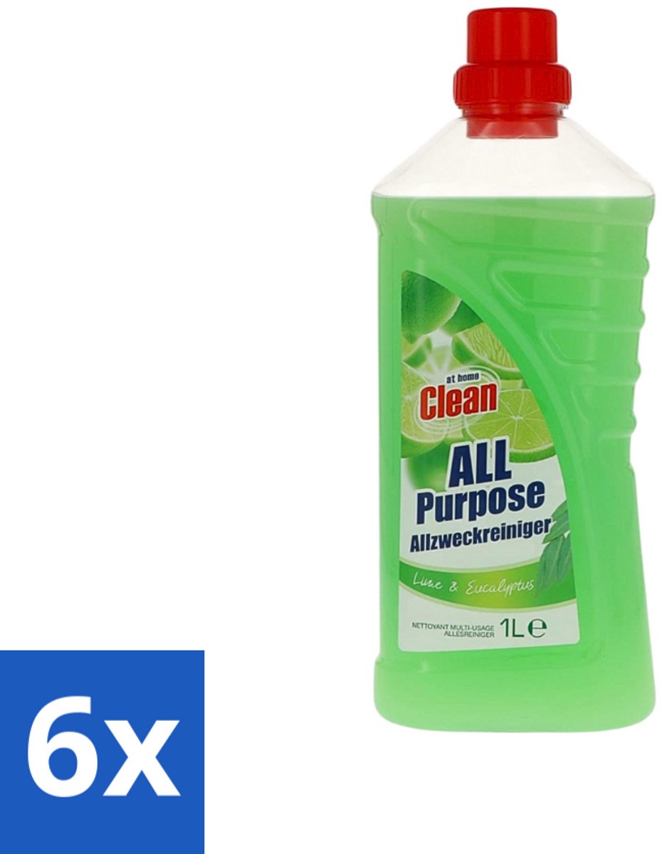 At Home - Clean - Allesreiniger - Limoen & Eucalyptus - 1 L - Voordeelverpakking - 6 stuks