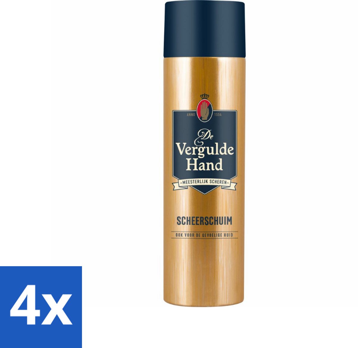 4 x Vergulde Hand Scheerschuim 250 ml - Scheerschuim - Authentieke Scheerbeleving - Glad Scheerresultaat - Huidbescherming - Gevoelige Huid