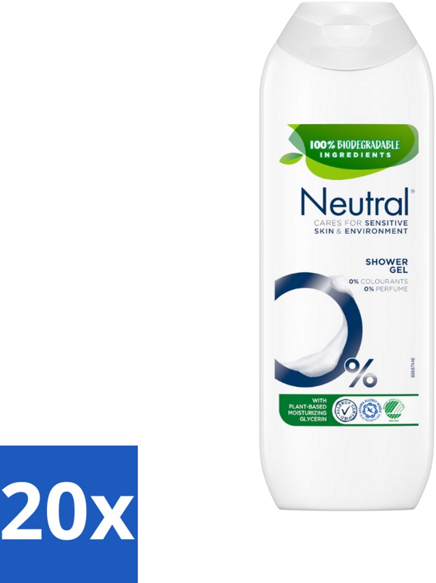 20 x Neutral - Douchegel - Gevoelige Huid - 0% Kleurstof & Parfum - Met Plantaardige Glycerine - 250 ml - Douchegel - Gevoelige Huid - 0% Kleurstof - 0% Parfum - Plantaardige Glycerine