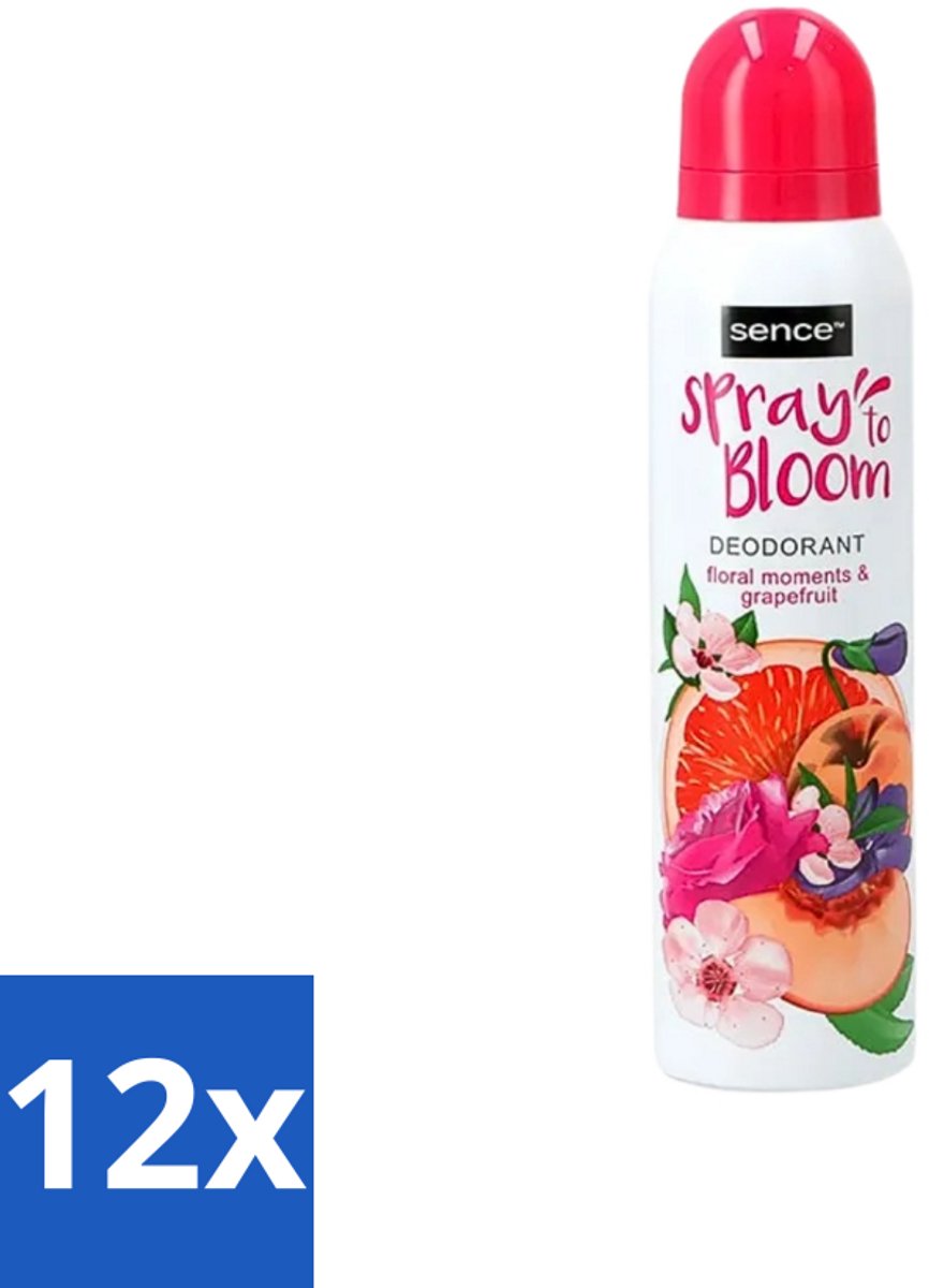 12 x Sence - Floral & Grapefruit - Deodorant - Fris & Fruitig - 150 ml - Sence Deodorant Floral Grapefruit - Fruitige Geur - Frisheid - Deodorant Voor Dames - Langdurige Bescherming