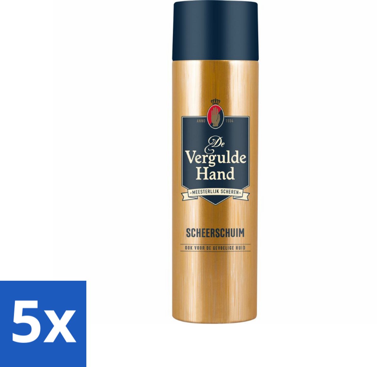 5 x Vergulde Hand Scheerschuim 250 ml - Scheerschuim - Authentieke Scheerbeleving - Glad Scheerresultaat - Huidbescherming - Gevoelige Huid