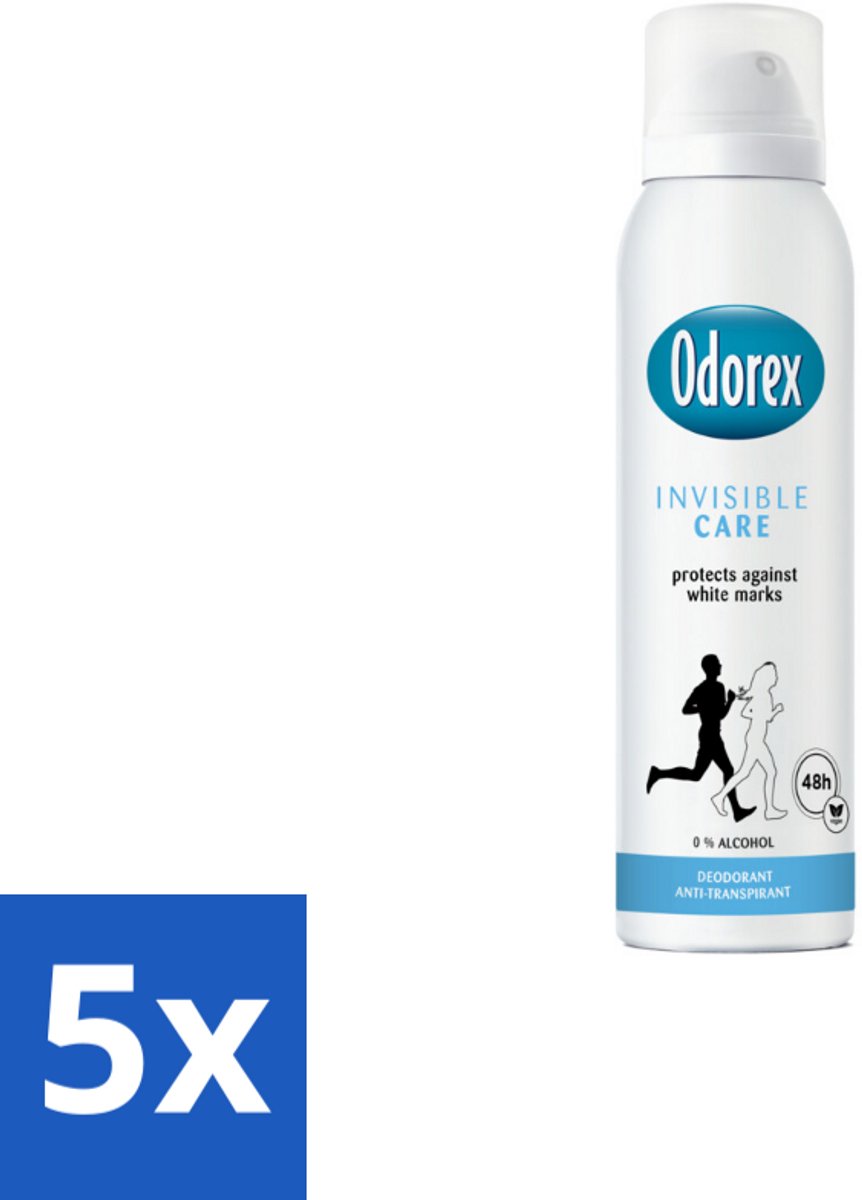 5 x Odorex Deodorant Spray Invisible Care 150 ml - Onzichtbare Bescherming - Zweetvermindering - Geurvermindering - Huidvriendelijk - Frisheid