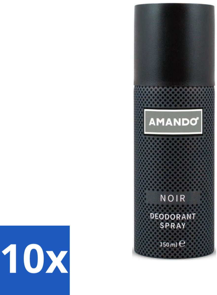 10 x Amando - Noir - Deodorant - Spray - 150 ml - Amando Noir Deodorant Spray - Deodorant Spray Voor Mannen - Klassieke Geur - Langdurige Bescherming - Mannelijke Geur