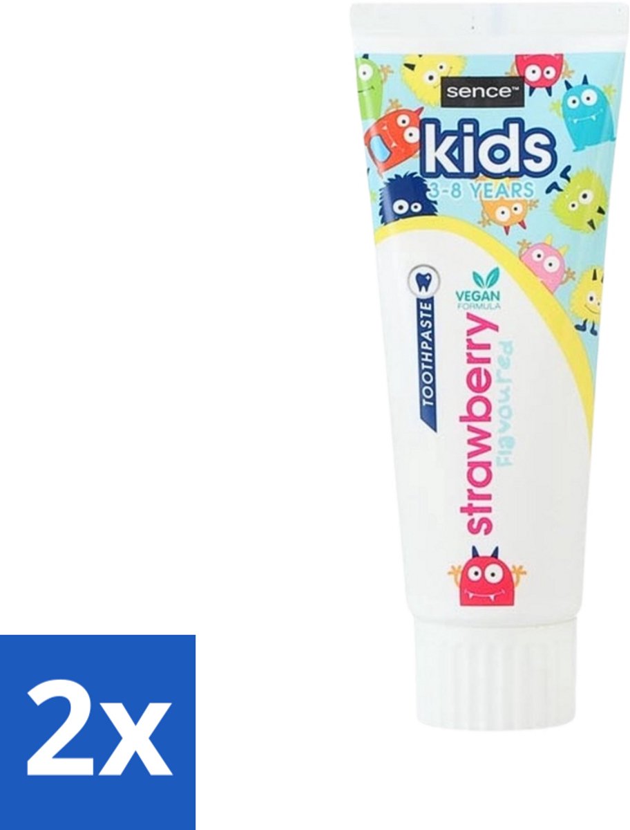 2 x Sence - Kids 3-8 Jaar - Tandpasta - Aardbei Smaak - Vegan - 75 ml - Tandpasta Voor Kinderen - Kindertandpasta - Aardbei Tandpasta - Vegan Tandpasta - Tandenpoetsen Voor Kinderen
