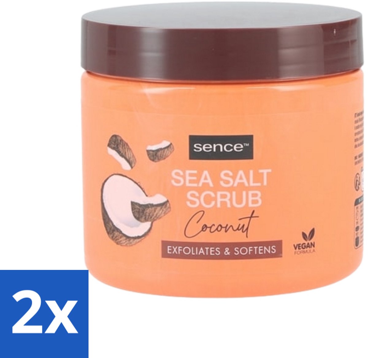 2 x Sence - Coconut - Bodyscrub - Verzorgend - 500 g - Bodyscrub - Kokos - Huid Verzorging - Exfolieer - Zeezout