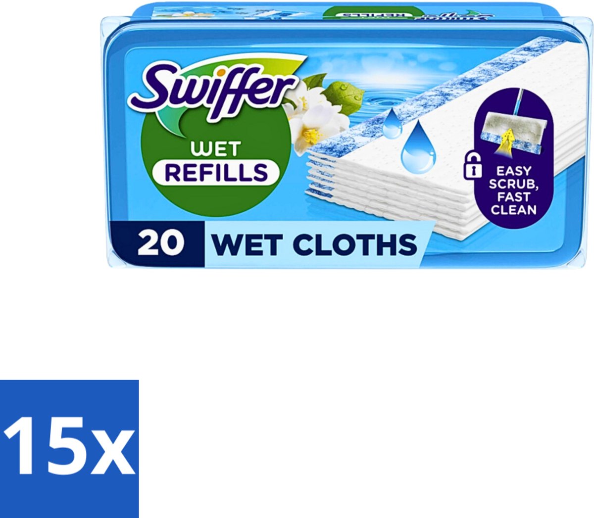 15 x Swiffer - Wet Vloerdoekjes Citrus - Navulling - 10 Doekjes - Vloerdoekjes Citrus - Vloerdoekjes Wet - Vloerdoekjes Navulling - Vloerdoekjes Citrusgeur - Vloerdoekjes Voor Tegels