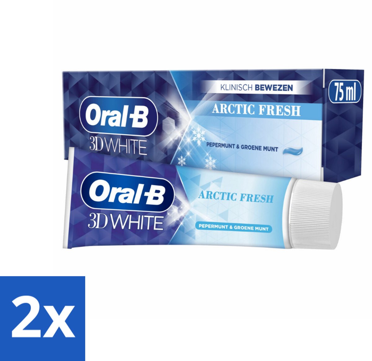 2 x Oral-B Tandpasta 3D White Arctic Fresh 75 ml - Tandpasta - Whitening - Frisse Adem - Glazuur - Tanden Reinigen