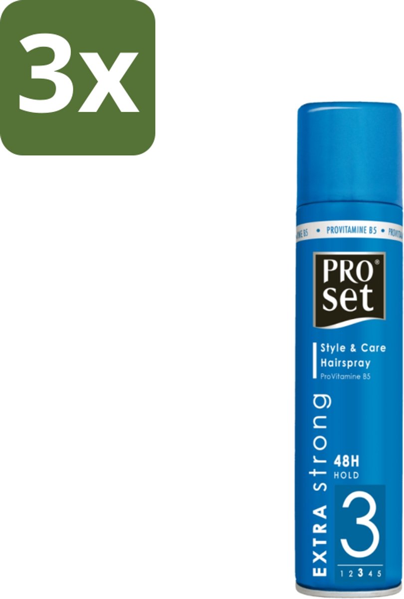 3 x Proset Haarspray Extra Sterk 300 ml - Haarspray - 48 Uur Fixatie - Extra Sterk - ProVitamine B5 - Langdurige Fixatie