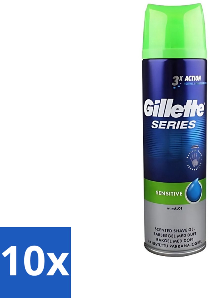 Gillette Series - Scheergel - Sensitive - Aloe Vera - Voor de gevoelige huid - 200 ml - Bulkverpakking - 10 stuks