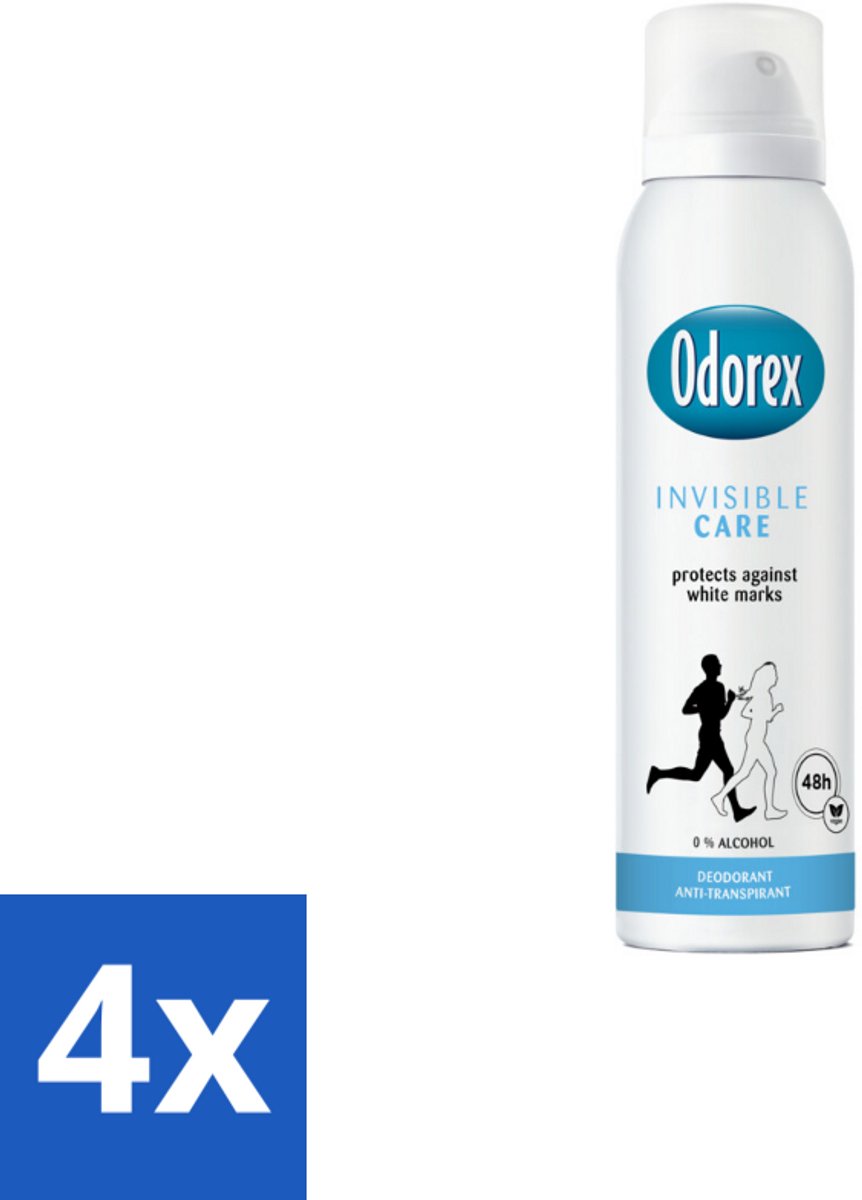 4 x Odorex Deodorant Spray Invisible Care 150 ml - Onzichtbare Bescherming - Deospray - Zweetvermindering - Geurvermindering - Huidvriendelijk