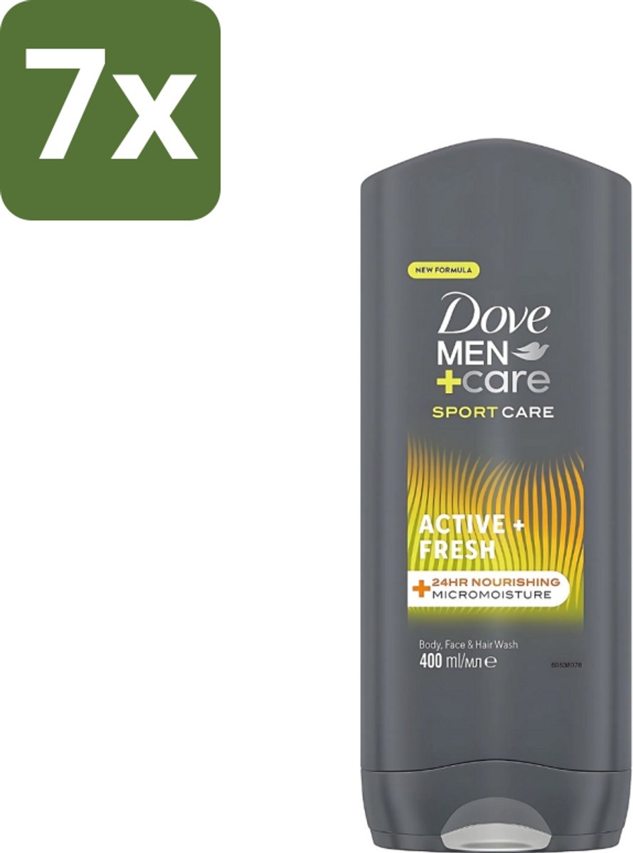 7 x Dove - Douchegel - Men+ Care Active Fresh - Verfrissend en langdurige bescherming - 400 ml - Douchegel - Man - Fris - Energie - Actief