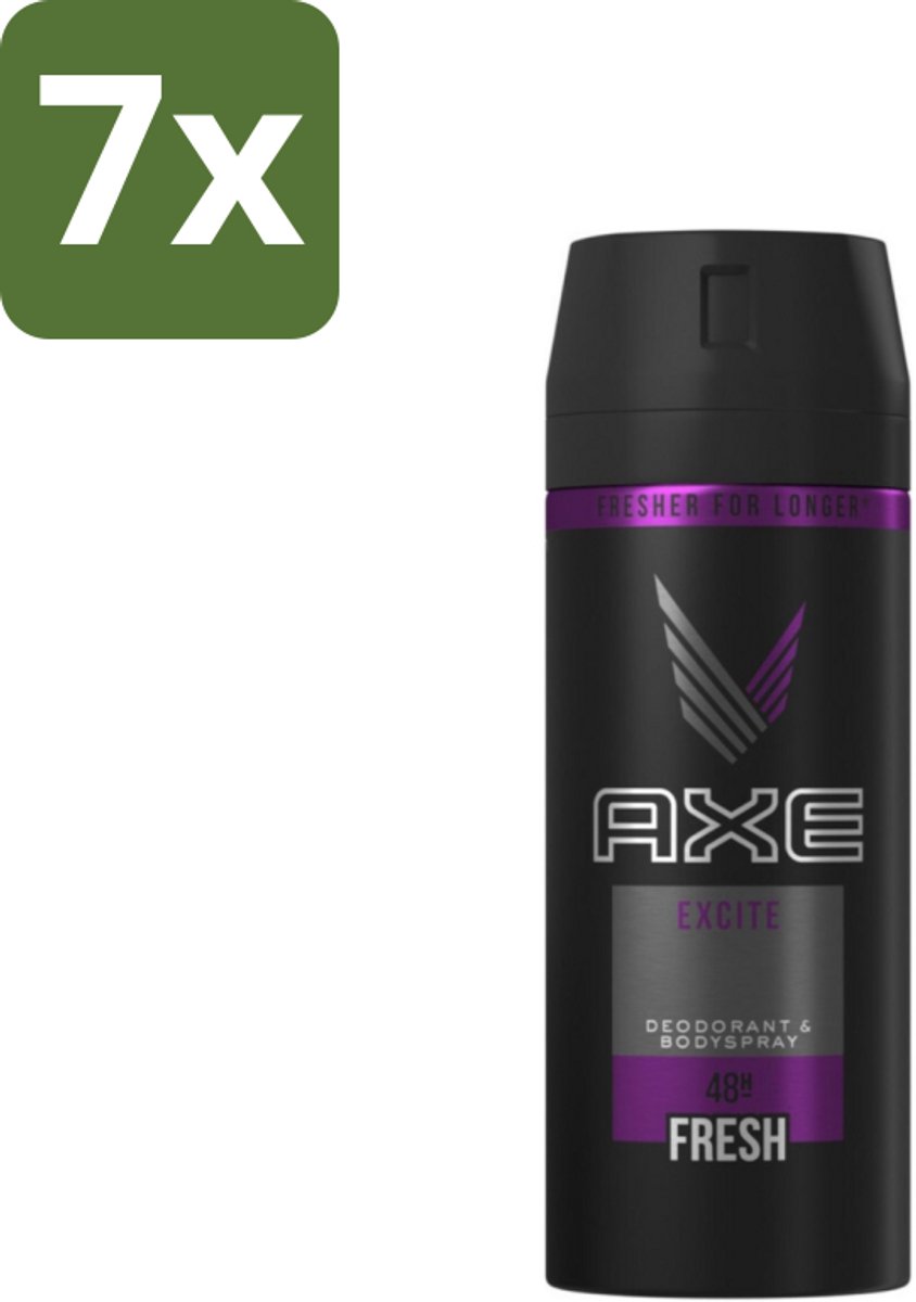 7 x Axe Deodorant Bodyspray Excite 150 ml - Axe Excite - Deodorant Bodyspray - Geur - Lichaamsgeur Bescherming - Onweerstaanbare Geur