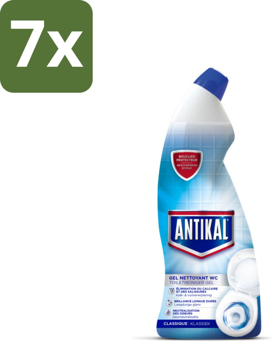 7 x Antikal WC Gel 750 ml - Toiletreiniger - Kalkverwijdering - Toilet Reinigen - Fris Toilet - Geurinsluitend