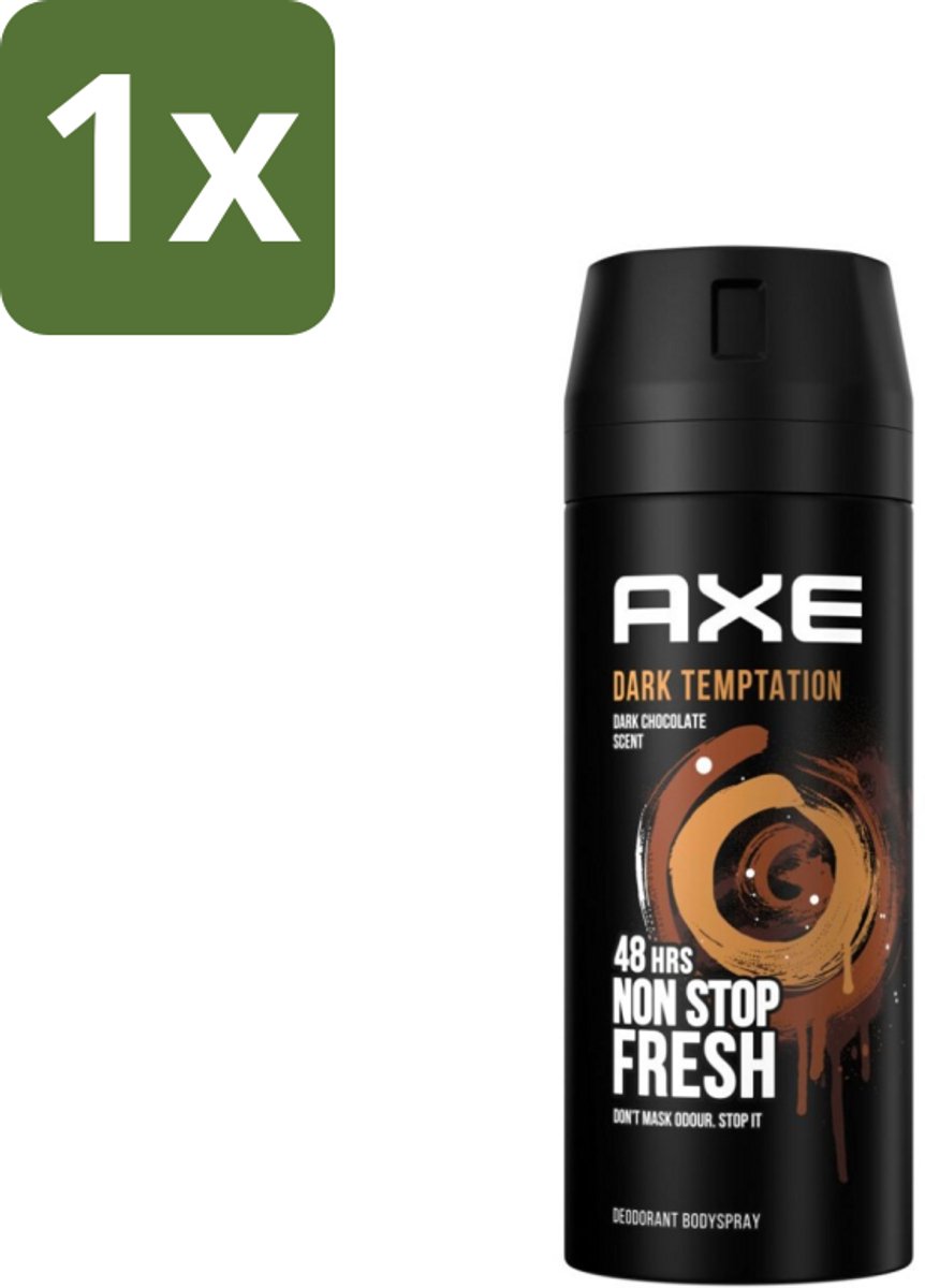 1 x Axe Deodorant Bodyspray Dark Temptation 150 ml - Axe Dark Temptation - Deodorant - Bodyspray - Chocolade Geur - Rode Peperkorrels