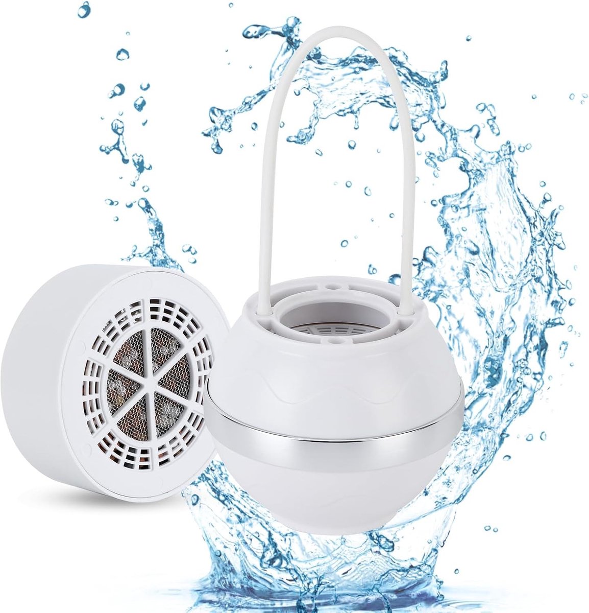 Hanging bath ball filter, eenvoudig te installeren, universeel douchefilter voor badkamer en badkuip, wit, 1 machine, 1 kern