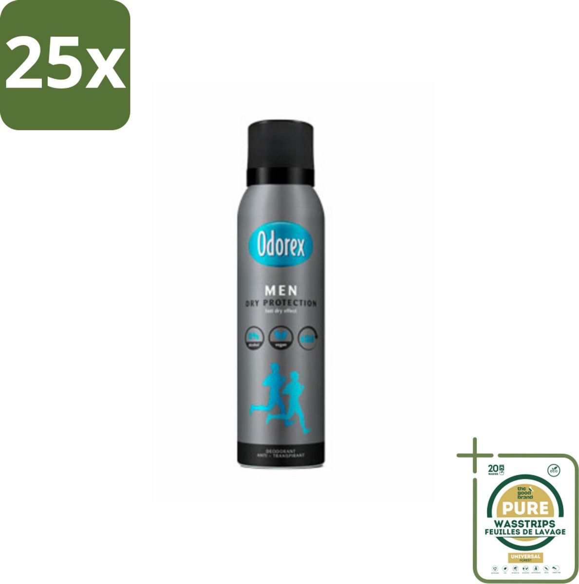 25 x Odorex Men - Deodorant Spray - Dry Protection - Langdurige Frisheid - 150 ml - Grootverpakking - Mannelijke Deodorant Spray - Langdurige Frisheid - Zweetbescherming - Oksel Droog - Deospray Voor Mannen