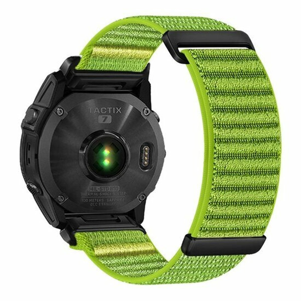 By Qubix - Geschikt voor Garmin bandje - 22mm Quickfit - Nylon Sport Loop bandje - Groen - Geschikt voor Garmin Fenix 9 / 9 pro - 47mm