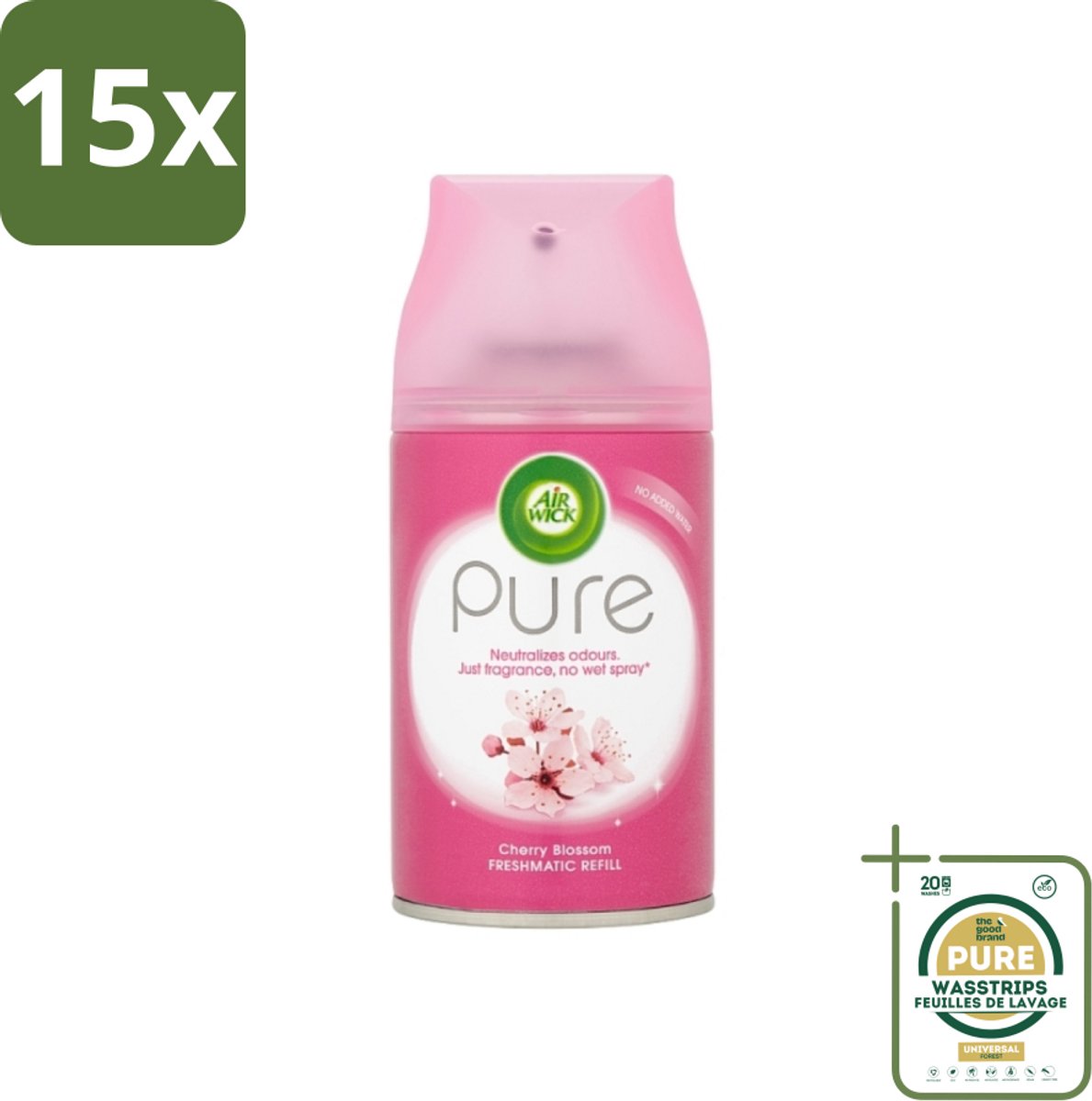 15 x Air Wick - Luchtverfrisser Navulling - Kersenbloesem - Automatische Spray - 250 ml - Grootverpakking - Kersenbloesem - Geur - Luchtverfrisser - Essentiële Oliën - Geurverspreiding