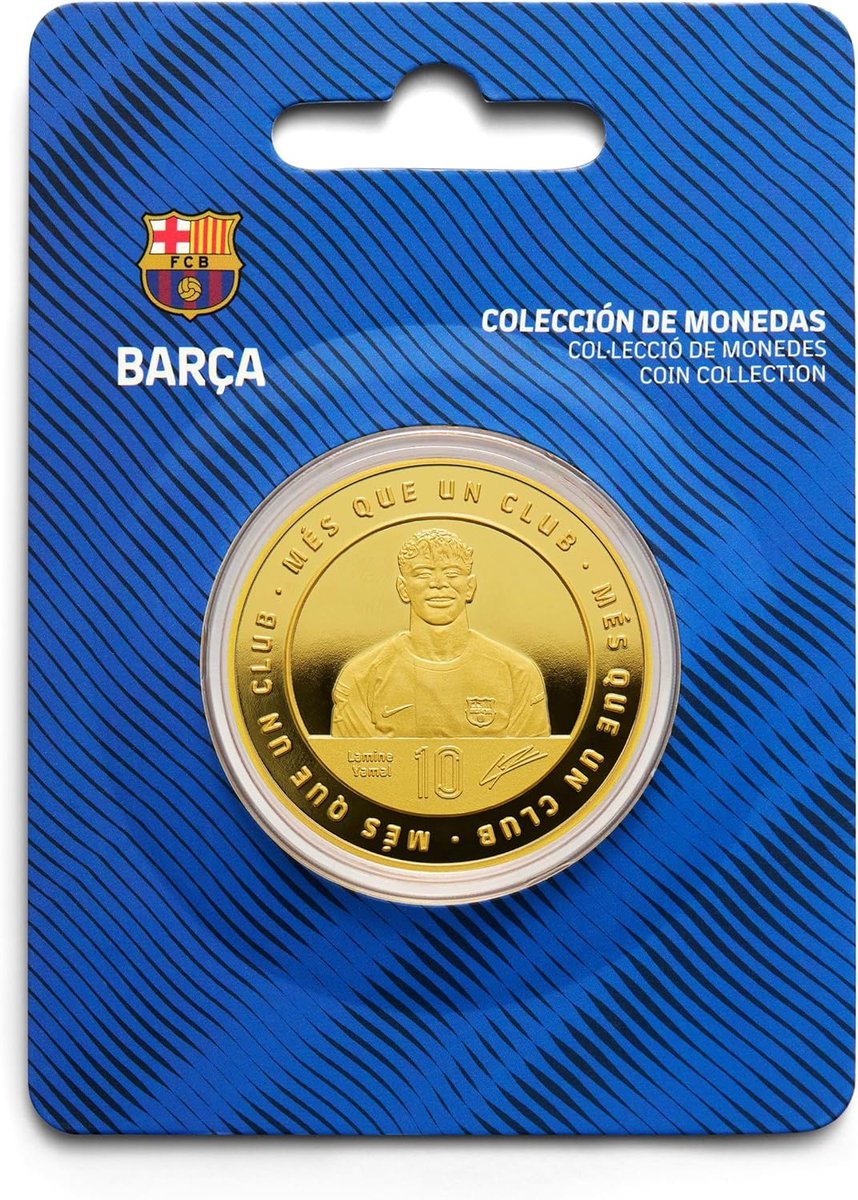 MOCIWORLD FC Barcelona verzamelmunt 4 x 0,3 cm, officieel clubwapen, Lamine Yamal reliëf, nummer 10, handtekening - ShopVlot