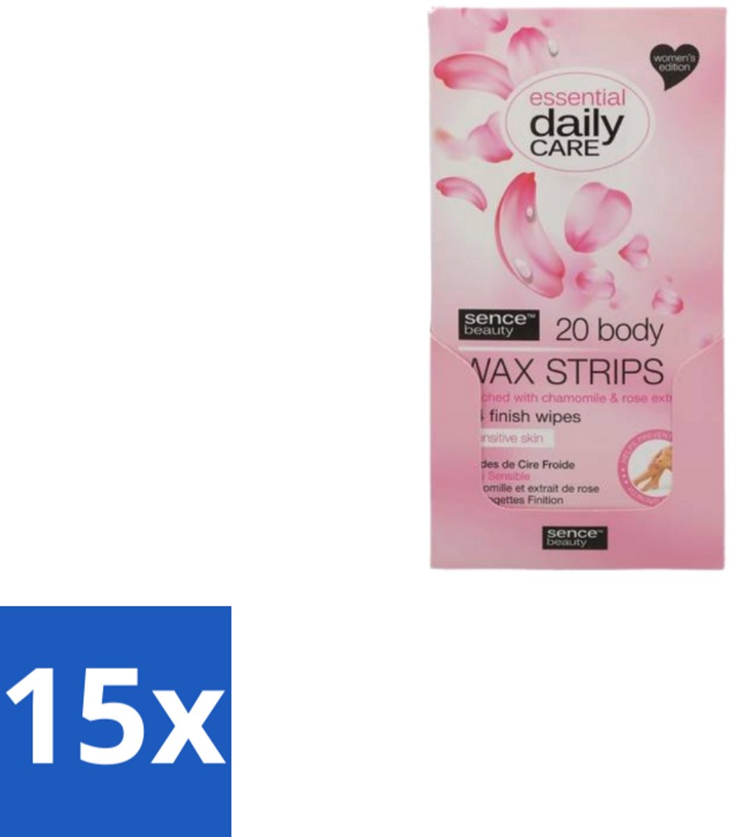 15 x Sence – Wax Strips – Lichaam – Ontharing – 20 Strips - Ontharing - Wax Strips - Lichaam - Gevoelige Huid - Kamille