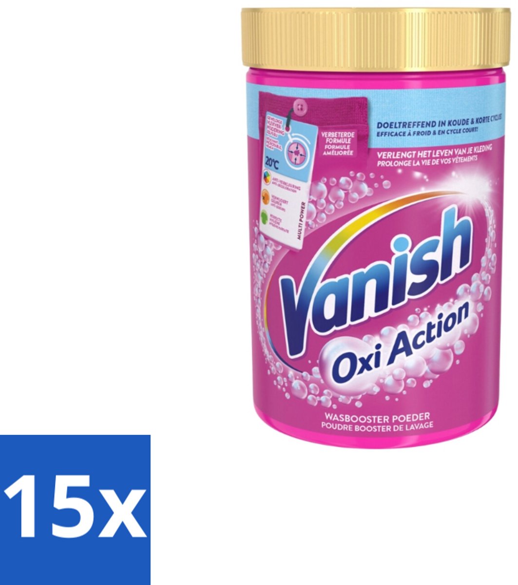 15 x Vanish – Wasbooster Poeder – Oxi Action Gekleurde & Witte Was – 710 g - Wasbooster Poeder - Vlekverwijderaar - Bleekvrije Was - Zuurstofwas - Vlekverwijdering