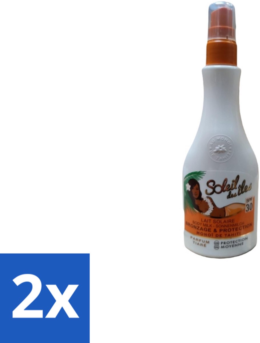 2 x Soleil des Îles – Zonnemelk – Monoï de Tahiti SPF30 – 150 ml - Zonnescherm - Zonnebrandmelk - Monoï Tahiti - Huidbescherming - Zonbescherming