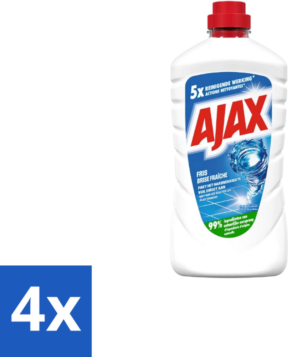4 x Ajax – Allesreiniger – Fris – 1000 ml - Allesreiniger - Frisheid - Reinigen - Schoonmaken - Vet Verwijderen