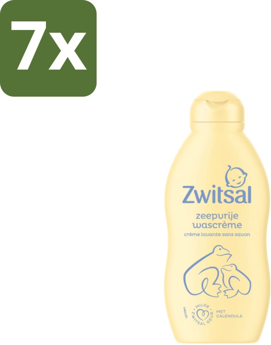 7 x Zwitsal – Wascrème – Zeepvrij met Calendula – 200 ml - Babyhuid - Zeepvrije Wascrème - Calendula - Milde Reiniging - Anti-prik
