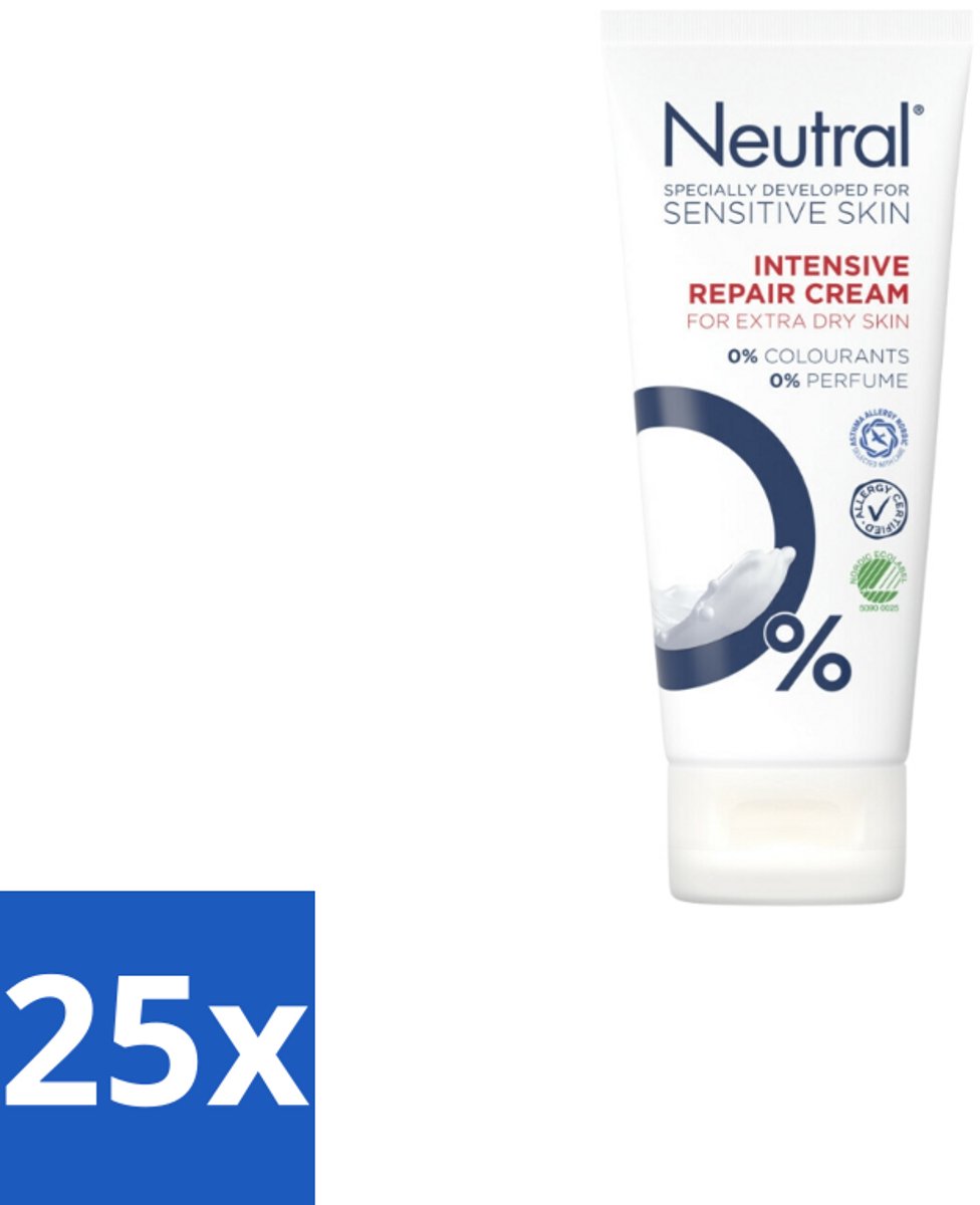 25 x Neutral – Bodycrème – 0% Intensive Repair – 100 ml - Gevoelige Huid - Droge Huid - Herstelcrème - Vochtigheid - Allergie