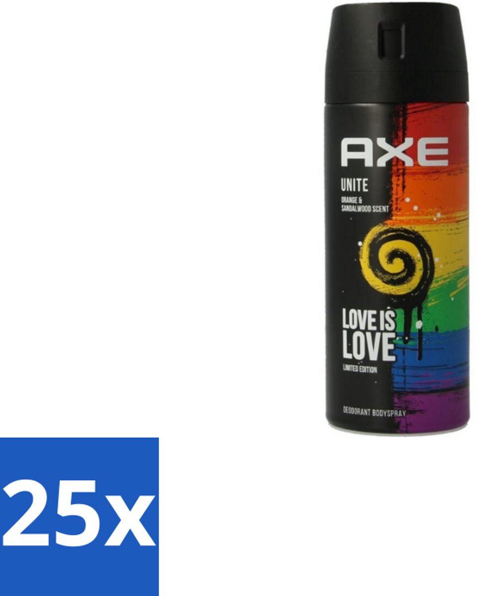 25 x Axe – Deodorant Spray – Unite – 150 ml - Deodorant Spray - Zweetgeur - Mannelijke Geur - Frisse Geur - Dagelijkse Gebruik