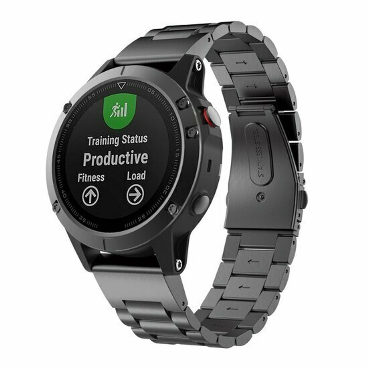 By Qubix - Geschikt voor Garmin bandje - 20mm Quickfit - Stalen schakelband - Zwart - Geschikt voor Garmin Fenix 9 / 9 pro - 43mm