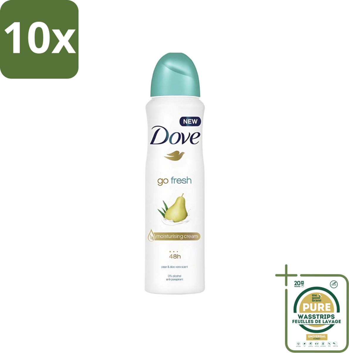 10 x Dove - Deodorant - Spray Go Fresh Pear & Aloe - Frisse en verzorgende geur - 250 ml - Grootverpakking - Dove Deodorant Spray - Anti-transpirant Spray - Frisse Geur - Peer En Aloë Vera - Oksel Verzorging