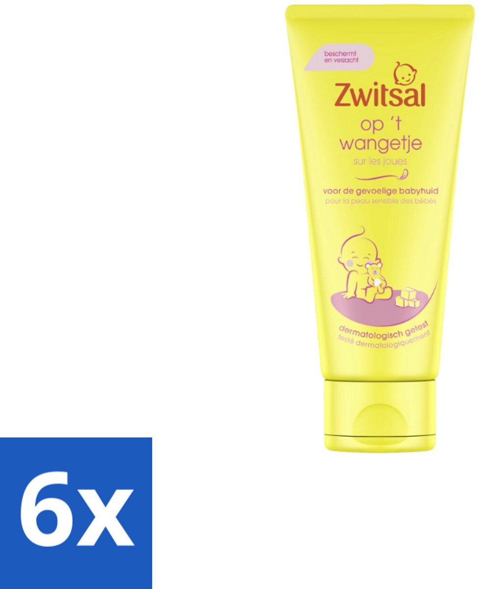 6 x Zwitsal Gezichtscrème Op 't Wangetje 100 ml - Babyhuid Bescherming - Baby Gezichtscreme - Zwitsal Op Het Wangetje - Babyhuid Verzorging - Kamille Crème