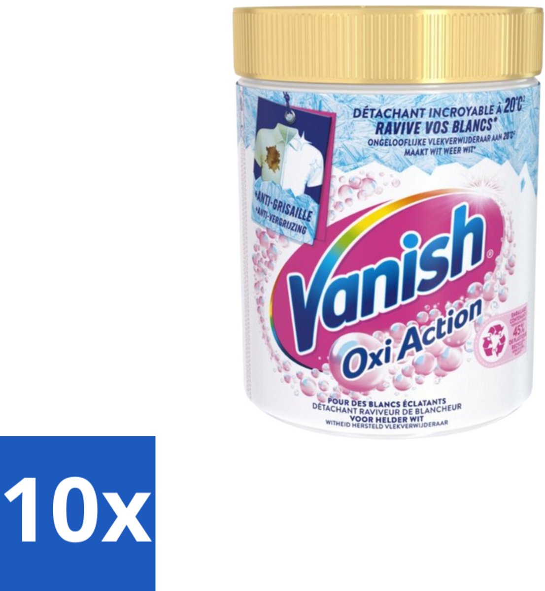 10 x Vanish – Wasbooster Poeder – Oxi Action Whitening Witte Was – 940 g - Wasbooster Poeder - Witte Was - Vlekverwijderaar - Zuurstoftechnologie - Wasprogramma