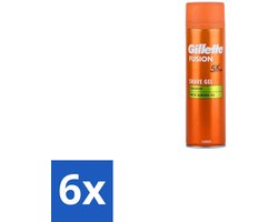 Gillette 6 x Gillette Fusion 5 Scheergel - Ultra Sensitive - 200 ml - Scheergel - Gevoelige Huid - Scheren - Comfort - Irritatie