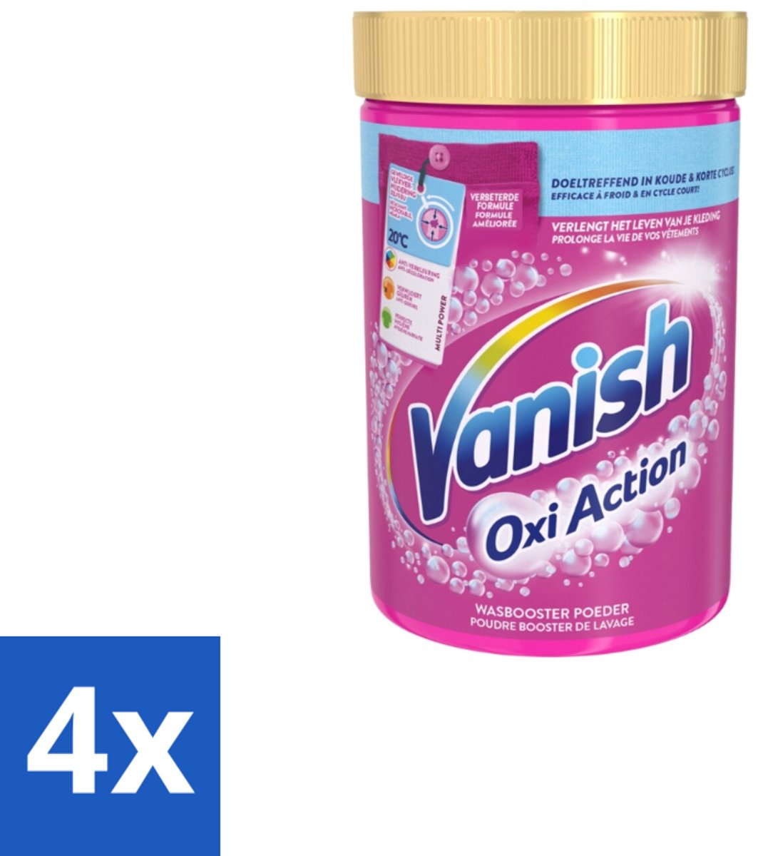 4 x Vanish – Wasbooster Poeder – Oxi Action Gekleurde & Witte Was – 710 g - Wasbooster - Vlekverwijderaar - Zuurstof - Bleekvrij - Gekleurde Was