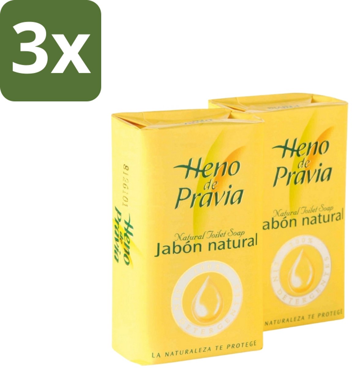 3 x Heno – Zeep – Traditioneel – 115 g - Heno De Pravia Zeep - Spaanse Geur - Natuurlijke Zeep - Harde Zeeptablet - Zeep Met Grasgeur
