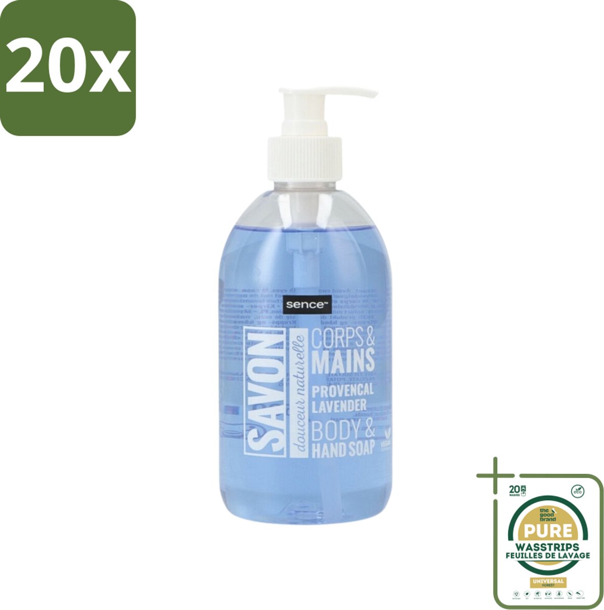 20 x Sence - Provencal Lavendel - Handzeep - Savon - 500 ml - Grootverpakking - Handzeep - Lavendel - Handen Reinigen - Vloeibare Handzeep - Mild Reinigen