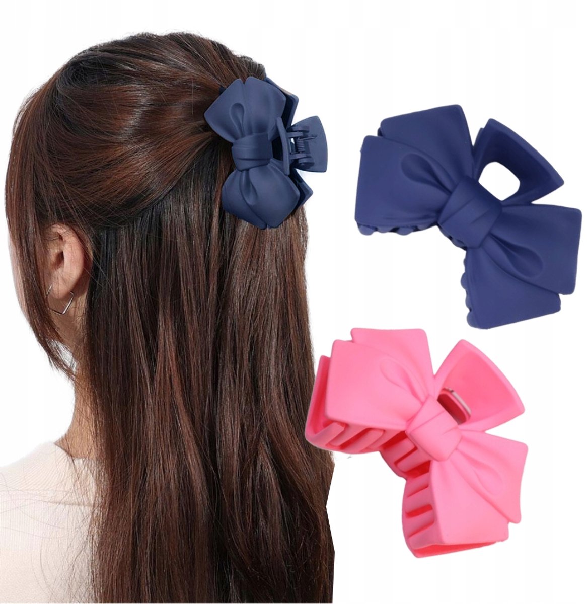 Set van 2 Haarclips met Strik - Mat Plastic - 9.5cm